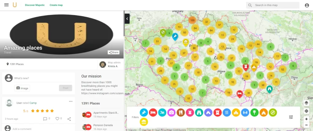 Uzasna mista map on the web – find the best unknown places in the Czech republic